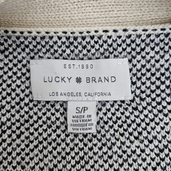 Lucky Brand Sweater Cardigan Beige Western Aztec Long Sleeve Open Front Small - Picture 5 of 7